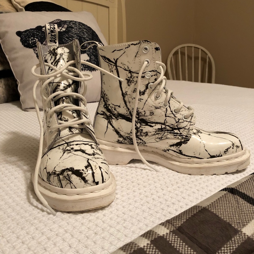 Doctor marten marble boots.